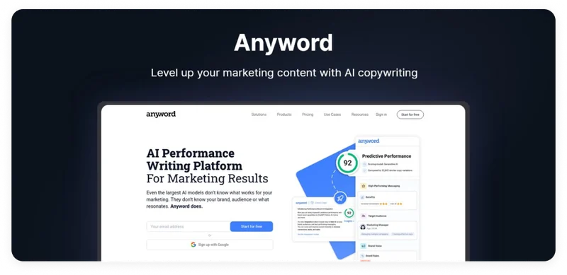 Anyword - AI predictive copywriting tool for Shopify stores